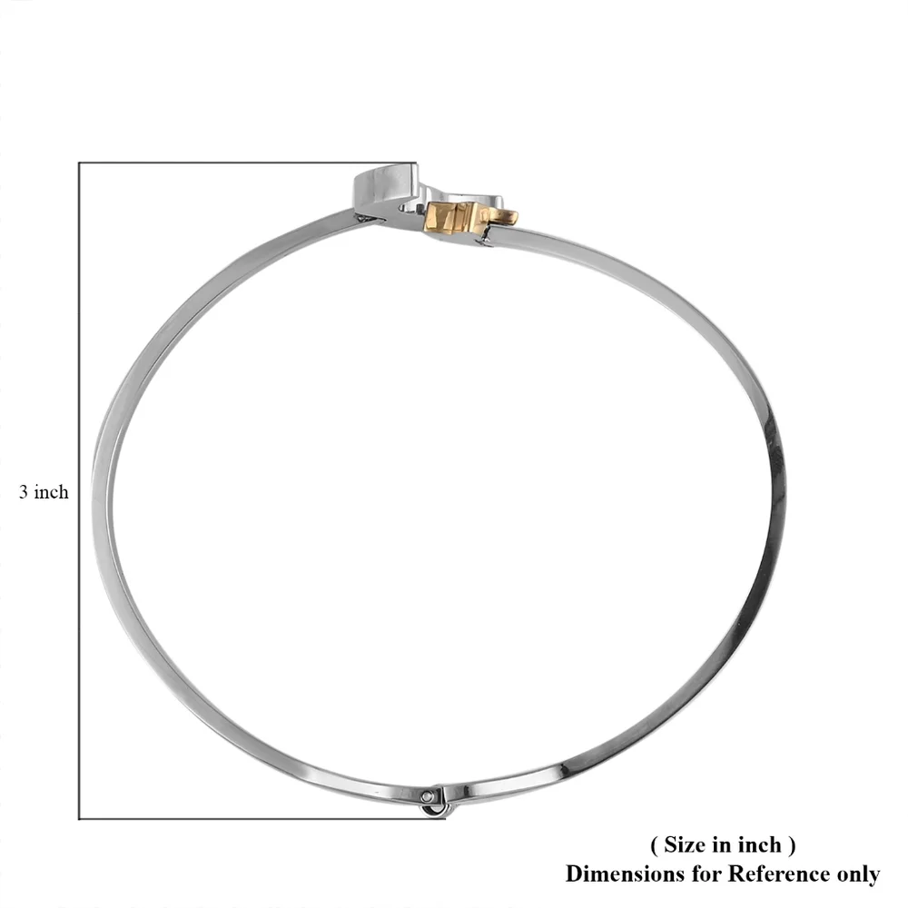 STAINLESS STEEL MOON AND 14K PLATED STAR HALLMARK BANGLE BRACELET - Picture 4 of 4